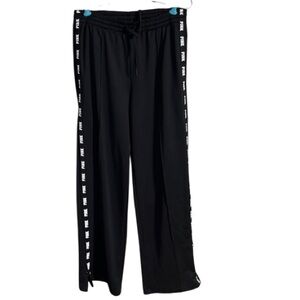 Victoria Secret size large black track pants drawstring waist pockets zip ankle